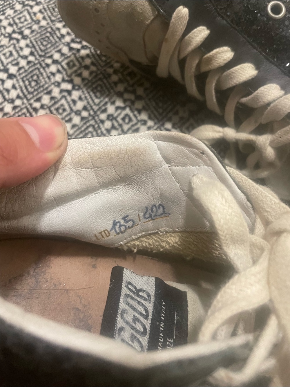 Golden Goose High-Top Sneakers in Black and Cream - Picture 3 of 10
